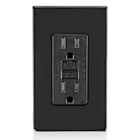 LEVITON GFTR1-E Smart-Lock Pro GFCI Duplex Receptacle with LED Indicator 15 A, 5-15R Black