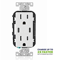 LEVITON T5635-W Decora® Charger Outlet 15 A, 125 VAC, White