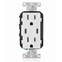 LEVITON T5635-W Decora® Charger Outlet 15 A, 125 VAC, White