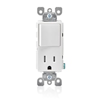 LEVITON 5625-W Decora® Combination Switch with Receptacle 15/20 A, 120/125 V, White/Matte