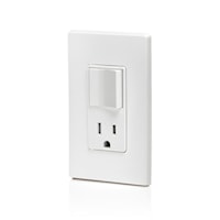 LEVITON 5625-W Decora® Combination Switch with Receptacle 15/20 A, 120/125 V, White/Matte