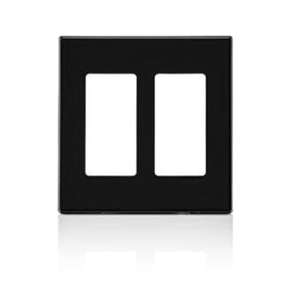 LEVITON 80309-SE Decora Decorator Wallplate 2 Gangs Black 114.3 mm Lx 115.9 mm W