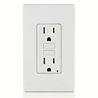 LEVITON GFTR1-W Tamper-Resistant, Surge Protection, 2-Outlet, 1-Unit GFCI Duplex Receptacle with Function Lighting 15 A, White