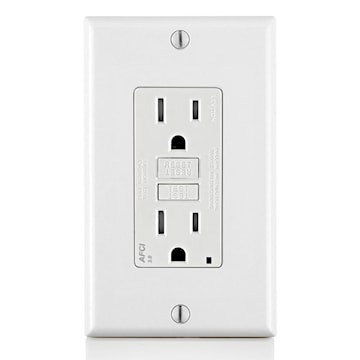 LEVITON AFTR1-W Smart-Lock Pro Outlet, Tamper-Resistant AFCI Duplex Receptacle 15 A, White