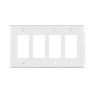 LEVITON PJ264-W Decora Decorator Wallplate 4 Gangs White 123.8 mm Lx 217.4 mm W