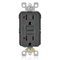 LEVITON GFNT2-E Smart-Lock Pro Self-Test Slim GFCI Duplex Receptacle 20 A, 5-20R Black