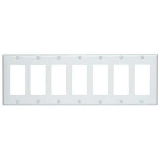 LEVITON 80407-W Decora® Decorator Wallplate 7 Gangs White 4-1/2 in Lx 346.1 mm W