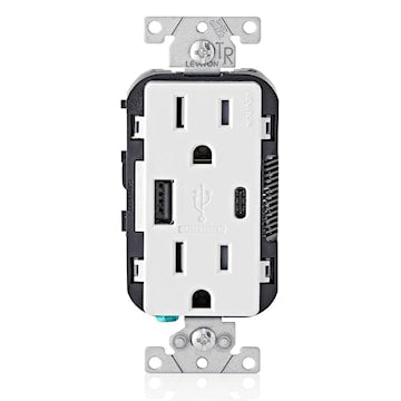 LEVITON T5633-W Decora® 15 A, 125 VAC, White