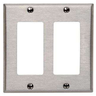 LEVITON 84409-40 Decora Decorator Wallplate 2 Gangs Silver 4-1/2 in Lx 115.9 mm W