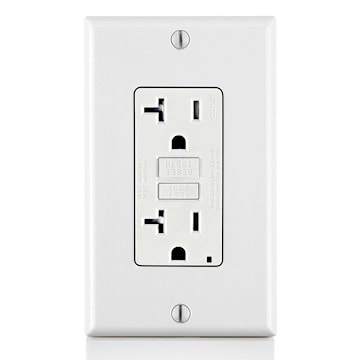 LEVITON GFTR2-W Tamper-Resistant, Slim GFCI Duplex Receptacle 20 A, White