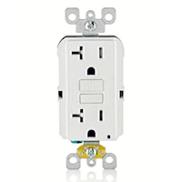 LEVITON GFTR2-W Tamper-Resistant, Slim GFCI Duplex Receptacle 20 A, White