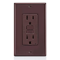 LEVITON GFNT1 Smart-Lock Pro Self-Test Slim GFCI Duplex Receptacle 15 A, 5-15R Brown