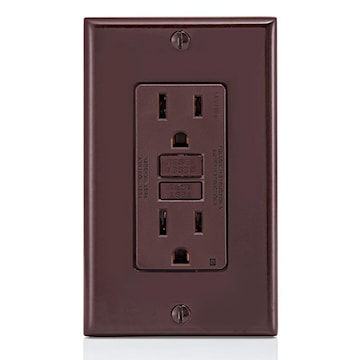 LEVITON GFNT1 Smart-Lock Pro Self-Test Slim GFCI Duplex Receptacle 15 A, 5-15R Brown