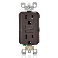 LEVITON GFNT1 Smart-Lock Pro Self-Test Slim GFCI Duplex Receptacle 15 A, 5-15R Brown