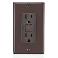LEVITON GFNT1 Smart-Lock Pro Self-Test Slim GFCI Duplex Receptacle 15 A, 5-15R Brown