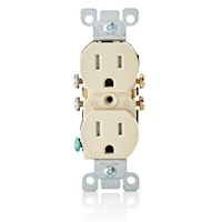 LEVITON T5320-I Duplex Receptacle Straight Blade Duplex Receptacle 15 A, Ivory