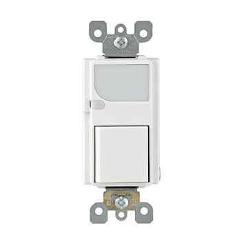 LEVITON 6526-W Decora® Combination Switch and Guide Light 15 A, 125 VAC, White/Matte
