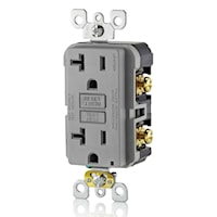 LEVITON GFTR2-GY Tamper-Resistant, Slim, Surge Protection, 1-Unit GFCI Duplex Receptacle with Function Lighting 20 A, Gray