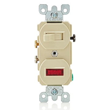 LEVITON 5226-I Pilot Light AC Combination Switch 15 A, 120/125 V, Ivory/Matte
