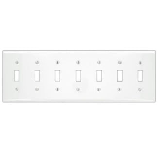 LEVITON S601-W Wallplate 7 Gangs White 4-1/2 in Lx 2.75 in W