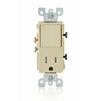 LEVITON 5625-I Decora® Combination Switch and Receptacle 15 A (Switch), 20 A (Device), 120 VAC (Switch), 125 V (Receptacle), Ivory
