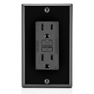 LEVITON GFNT1-E Smart-Lock Pro Self-test SmartLock Pro Slim GFCI GFCI Duplex Receptacle 15 A, 5-15R Black