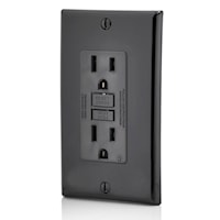 LEVITON GFNT1-E Smart-Lock Pro Self-test SmartLock Pro Slim GFCI GFCI Duplex Receptacle 15 A, 5-15R Black