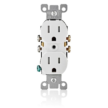 LEVITON T5320-W Duplex Receptacle Straight Blade Duplex Receptacle with Child Protection 15 A, White