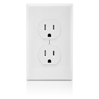 LEVITON T5320-W Duplex Receptacle Straight Blade Duplex Receptacle with Child Protection 15 A, White