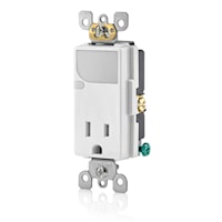 LEVITON T6525-W Decora® Combination Receptacle and Guide Light 15 A, 125 VAC, White/Matte