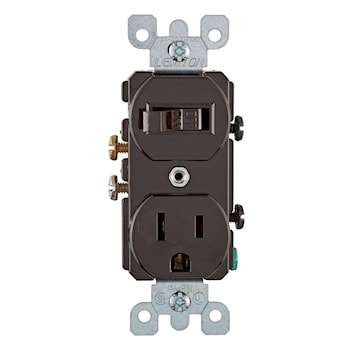 LEVITON 5225 Combination Switch and Receptacle 15 A, 120/125 VAC, Ivory