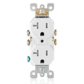 LEVITON T5820-W Duplex Receptacle Straight Blade Duplex Receptacle 20 A, 5-20R White
