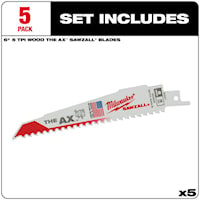 MILWAUKEE 48-00-5021 Sawzall®, The AX™ Reciprocating Saw Blade 6 in 5 TPI