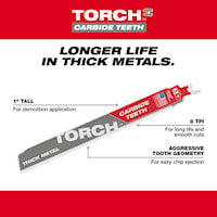 MILWAUKEE 48-00-5202 Sawzall®, The Torch™ Reciprocating Saw Blade 9 in 7 TPI Carbide