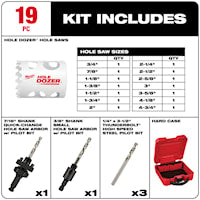 MILWAUKEE 49-22-4105 HOLE DOZER™ Hole Saw Kit 19 Pieces Bi-Metal
