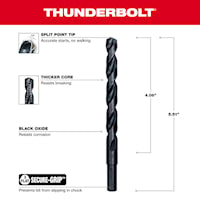 MILWAUKEE 48-89-2734 Thunderbolt® Jobber Length Drill Bit 7/16 in