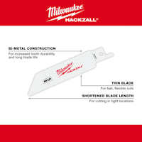 MILWAUKEE 49-22-0220 Hackzall® Reciprocating Saw Blade Set 4, 6 in Bi-Metal