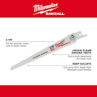 MILWAUKEE 48-00-5015 Sawzall® Blade 6 in 6 TPI Bi-Metal