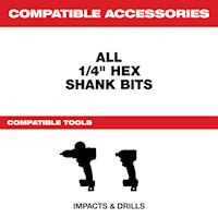 MILWAUKEE 48-28-1020 Quik-Lok™ Drill Bit Extension Hex 1/4 in Drive, 12 in L
