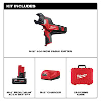 MILWAUKEE 2472-21XC M12™ Cable Cutter Kit with Strip Function 12 V, 1-7/16 in Capacity 4 in Jaw width
