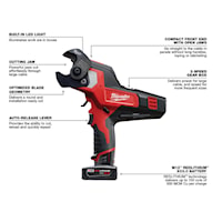 MILWAUKEE 2472-21XC M12™ Cable Cutter Kit with Strip Function 12 V, 1-7/16 in Capacity 4 in Jaw width