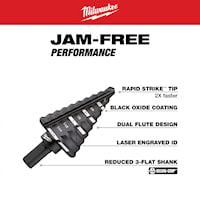 MILWAUKEE 48-89-9205 Step Drill Bit 10 Steps 1/4 in 1-3/8 in
