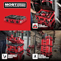 MILWAUKEE 48-22-8424 Packout™ Tool Box 6.6 in Hx 22.1 in Lx 16.1 in W Red