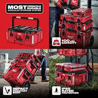 MILWAUKEE 48-22-8425 Packout™ Tool Box Large 16.1 in Hx 22.1 in Lx 11.3 in W Red
