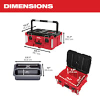 MILWAUKEE 48-22-8425 Packout™ Tool Box Large 16.1 in Hx 22.1 in Lx 11.3 in W Red