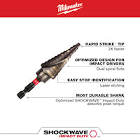 MILWAUKEE 48-89-9244 SW STEP BIT#4 3/16"-7/8"