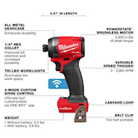 MILWAUKEE 2957-20 M18 FUEL™ 1/4" Hex Impact Driver w/ ONE-KEY™