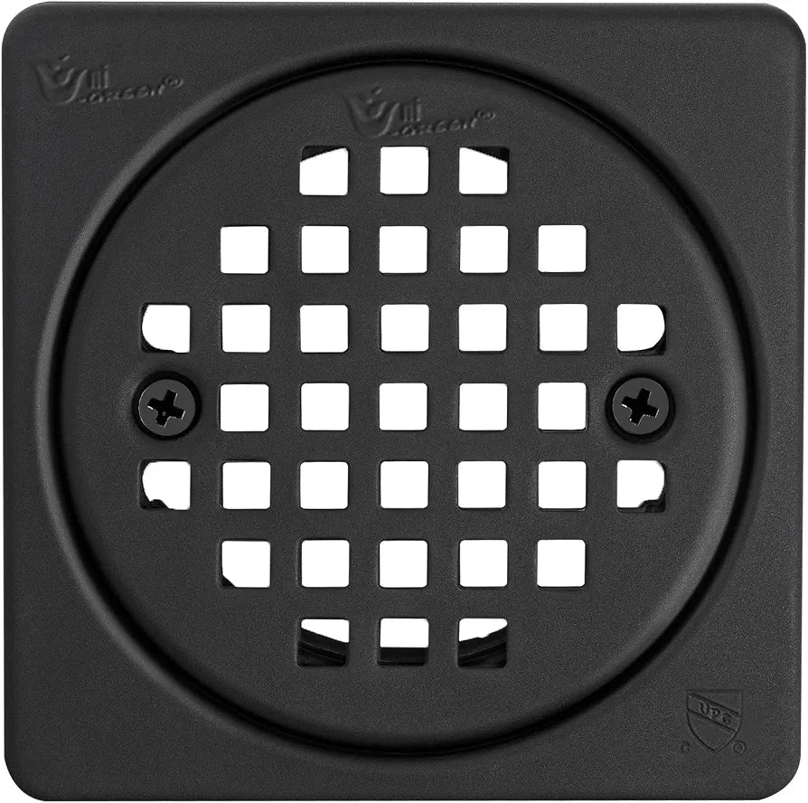 4 Inch Drain Grate Kit Compatible with Schluter Kerdi-Drain Flange Square Shower Floor Drain SS304 Stainless Steel and ABS Material - CUPC Certification, Matte Black