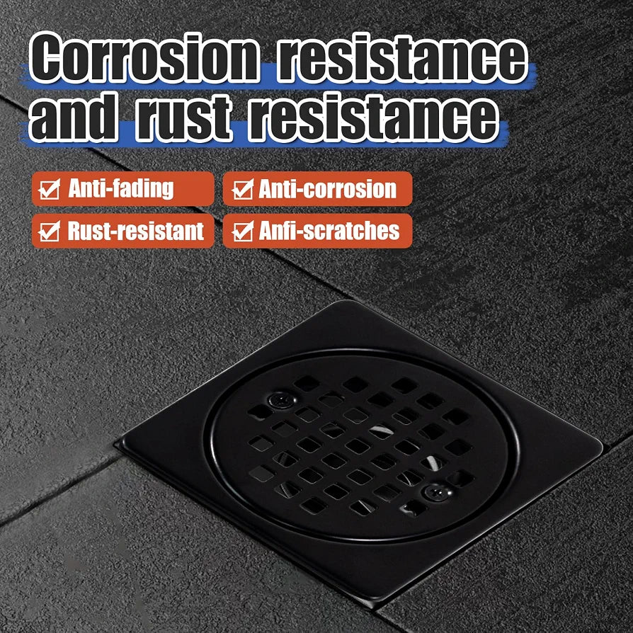4 Inch Shower Drain Flange Kit Compatible with Schluter Kerdi Systems Shower Drain with Flange, Shower Floor Drain Kit, 304 Stainless Steel Grate & 2" ABS Flanges, Matte Black