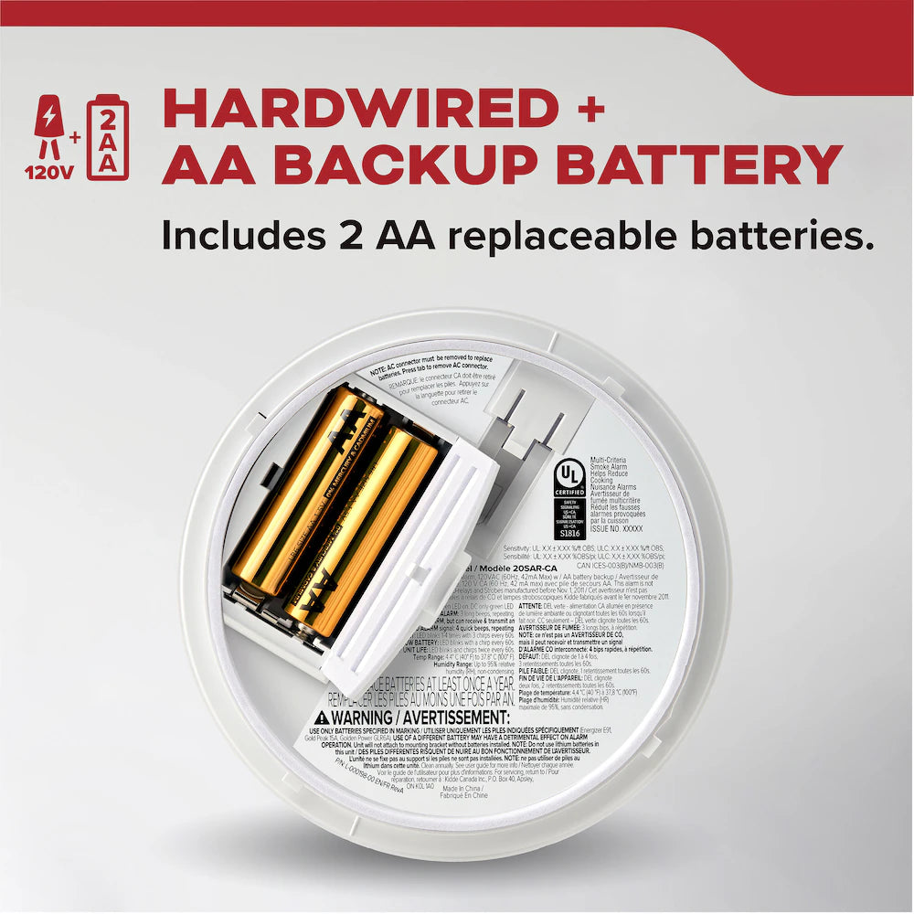 Kidde 20SAR-CA Hardwired Smoke Alarm with 2 AA Backup Batteries